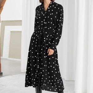 COPY - & Other Stories Black Polka Dot Tie Midi Dress